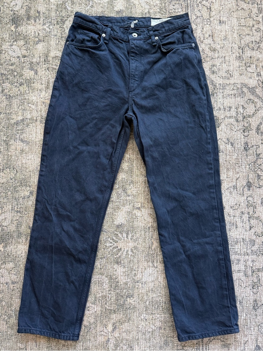 rag & bone Wren High Rise Slim Straight Jeans Size 28 Deep Sea Navy Denim
